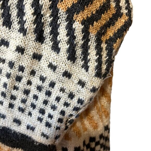 MARLED by REUNITED Color Blocked Striped Print Tan, Gray Boho Aztec Cardigan - Picture 10 of 10